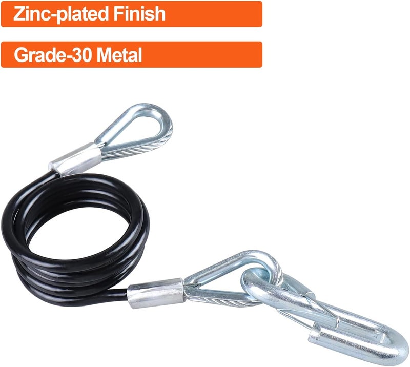 TeukRiGa 1/4"x 43-7/8" Grade 30 Steel Black Boat Trailer Safety Chain with 1 Spring Clip Hooks 3500 lbs, 2 Pcs (1/4"x 43-7/8") - Image 3